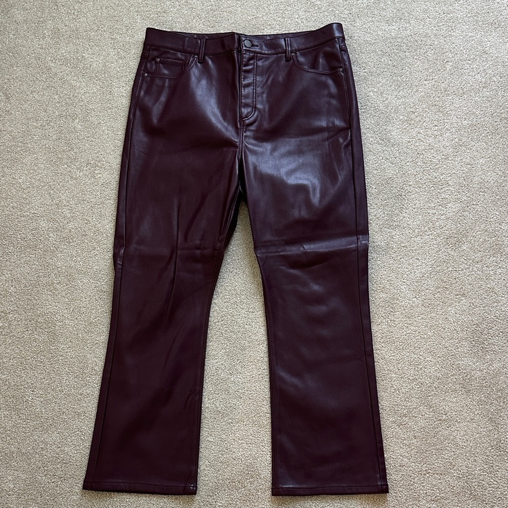 Ann Taylor Women’s Bootcut Leather Jeans in Dark Burgundy